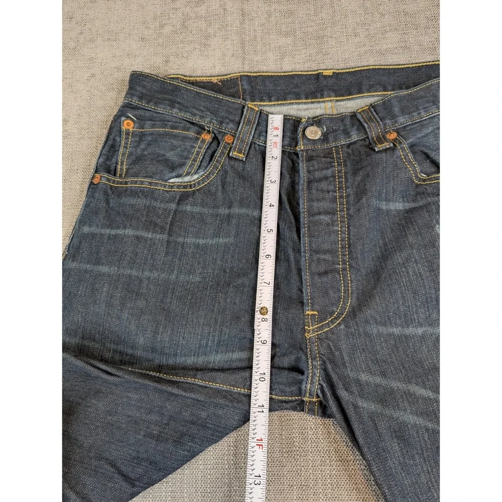 Levis 501 Jeans Mens Sz 33 (31x34) Blue Dark Wash Straight Fit Denim Button Fly